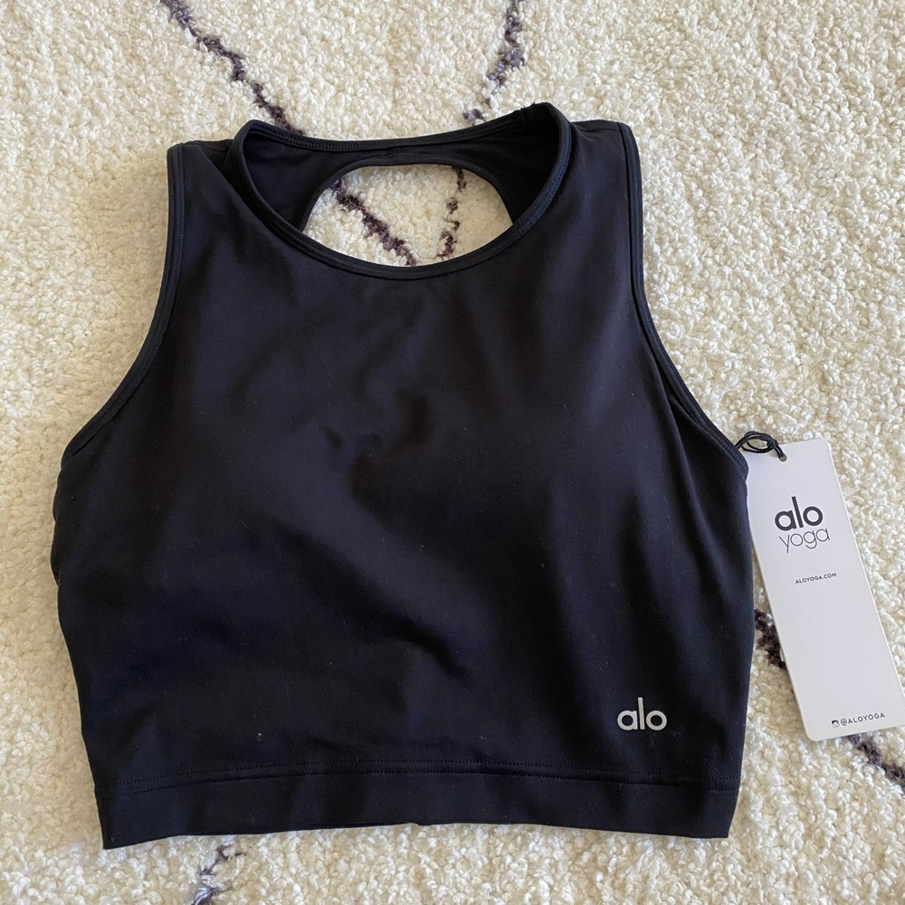 Alo Yoga Swerve Sports Bra Cropped Tank -Blk Small